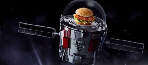 Instead of a rocket to space, KFC is sending a Zinger to the stratosphere by balloon. / from 'Short School Stories' - Image source BN library