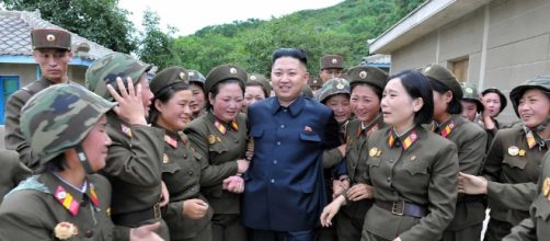 Kim Jong-un with citizens of North Korea