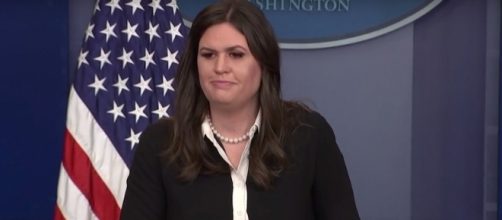 Sarah Huckabee Sanders leading Thursday press briefing. (YouTube/NBC News)