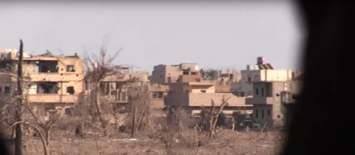Syrian troops' view of Deir ez-Zor. / [Image screenshot AFP via YouTube:https://youtu.be/KSW0mnGvE9U]