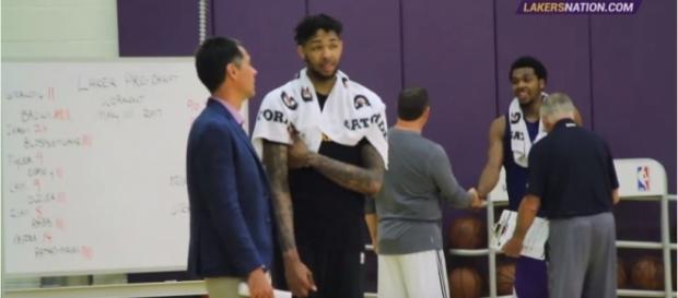 Brandon Ingram during a practice session alongisde Lakers GM Rob Pelinka. Photo by YouTube Screenshot/Lakers Nation Brandon Ingram during a practice session alongisde Lakers GM Rob Pelinka. Photo by YouTube Screenshot/Lakers Nation