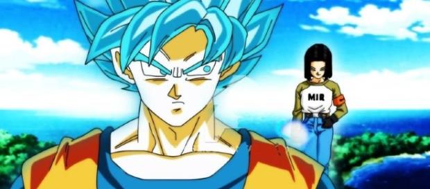 Gokú dios azul se enfrentó al androide 17 Gokú dios azul se enfrentó al androide 17