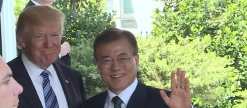 U.S. President Donald Trump and South Korean President Moon Jae-in meet at White House/ Photo via Youtube/New China TV