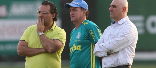 Cuca, Alexandre Mattos e Maurício Galiotte conversam na Academia Cuca, Alexandre Mattos e Maurício Galiotte conversam na Academia