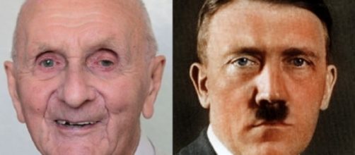 A esquerda Herman Guntherberg, e a direita a imagem de Adolf Hitler. ( Foto:Reprodução)