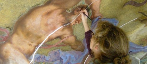 Restauro di un affresco rovinato nel tempo. Restauro di un affresco rovinato nel tempo.