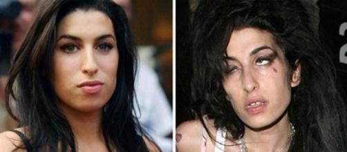 Amy Winehouse antes e depois das drogas.