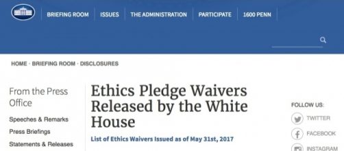 Under pressure, Trump White House discloses ethics waivers screencap... - sunlightfoundation