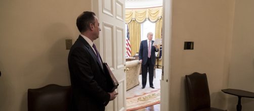 White House Chief of Staff Reince Priebus waits for President Trump. / Photo by The White House via Flickr | Public Domain