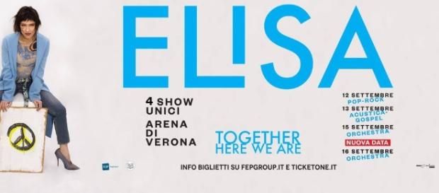 Elisa, banner ufficiale del "Together Here We Are", tratto dalla sua pagina ufficiale Facebook Elisa, banner ufficiale del "Together Here We Are", tratto dalla sua pagina ufficiale Facebook