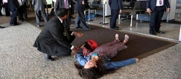 Mulher foi identificada e atendida por brigadista do Palácio do Planalto, nesta quarta-feira. Mulher foi identificada e atendida por brigadista do Palácio do Planalto, nesta quarta-feira.