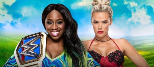 Lana battles Naomi for the WWE 'Smackdown' Women's title at 'Money in the Bank.' [Image via Blasting News image library/wrestlingnewssource.com]