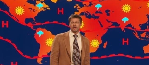 Brad Pitt as the weatherman on the Jim Jefferies show Brad Pitt as the weatherman on the Jim Jefferies show