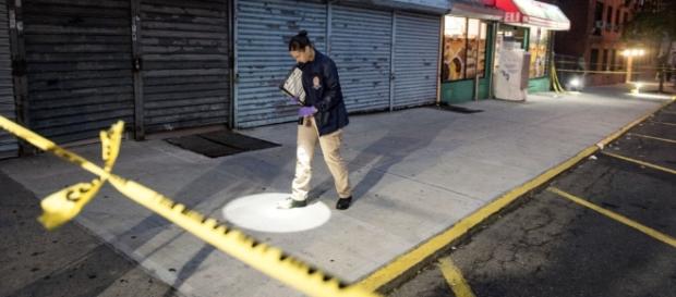 The New York Police Department is investigating the crime scene. The New York Police Department is investigating the crime scene.