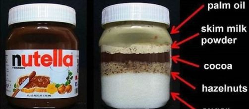 La foto con i presunti ingredienti della Nutella presentata come virale dal Daily Mail