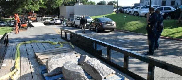 A Ten Commandments monument installed Tuesday on the Arkansas Capitol grounds was toppled less than 24 hours later - Flickr/Arkansas Baptist News A Ten Commandments monument installed Tuesday on the Arkansas Capitol grounds was toppled less than 24 hours later - Flickr/Arkansas Baptist News