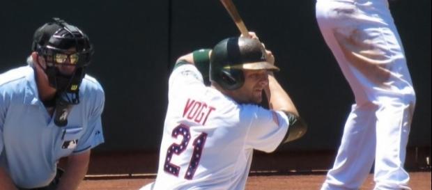 Vоgt in action/Phoyo via Wikimedia Commons https://commons.wikimedia.org/wiki/File:Stephen_Vogt_2015.jpg Vоgt in action/Phoyo via Wikimedia Commons https://commons.wikimedia.org/wiki/File:Stephen_Vogt_2015.jpg