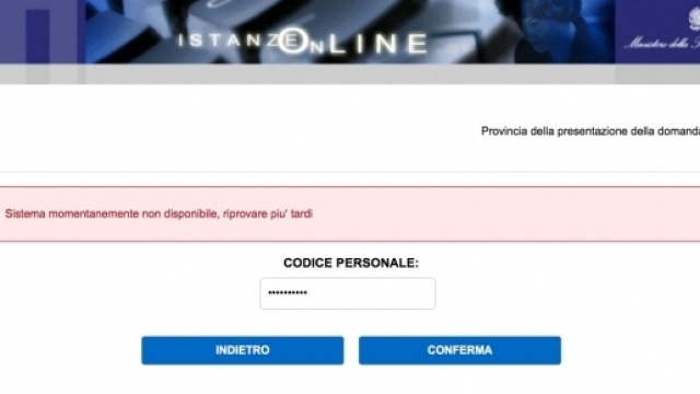 Errore di sistema Istanze On Line