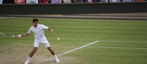 Djokovic preparing to hit a forehand during 2013 Wimbledon/ Photo: escribileamauro via Flickr CC BY 2.0