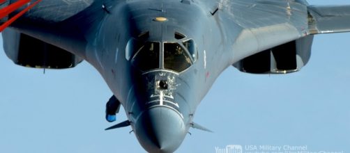 Two B-1B Lancer Bombers from the U.S. held live-fire exercises on July 8. Photo via USA Military Channel, YouTube.