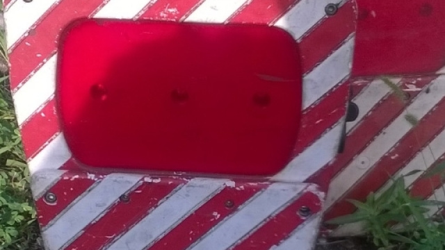 Fanali di coda treno in uno scalo merci