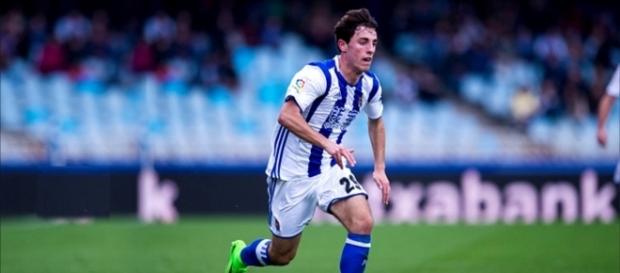 Odriozola, durante un encuentro disputado con la Real Sociedad Odriozola, durante un encuentro disputado con la Real Sociedad