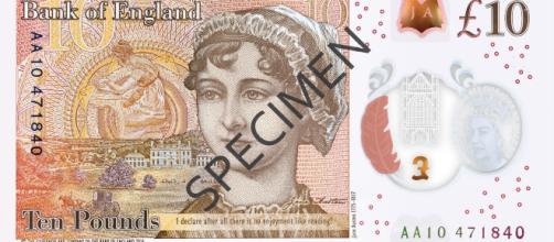 The back of the new £10 note featuring Jane Austen- Bank of England via Flickr