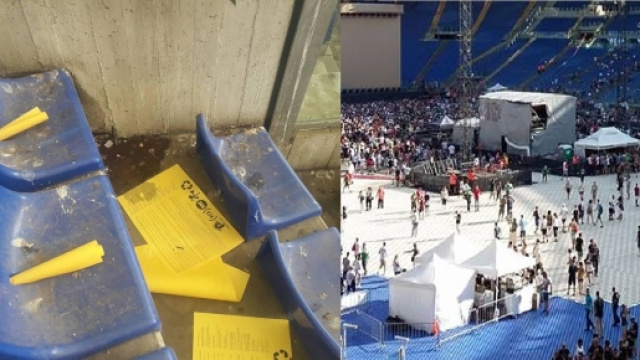 Sediolini sporchi e danneggiati per il concerto degli U2.