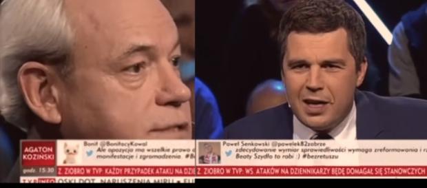 Adam Szejnfeld oraz Michał Rachoń (źródło: TVP Info). Adam Szejnfeld oraz Michał Rachoń (źródło: TVP Info).