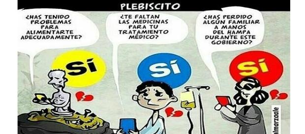 Caricatura de Alex Almarza sobre la consulta popular venezolana del 16 de Julio. Caricatura de Alex Almarza sobre la consulta popular venezolana del 16 de Julio.