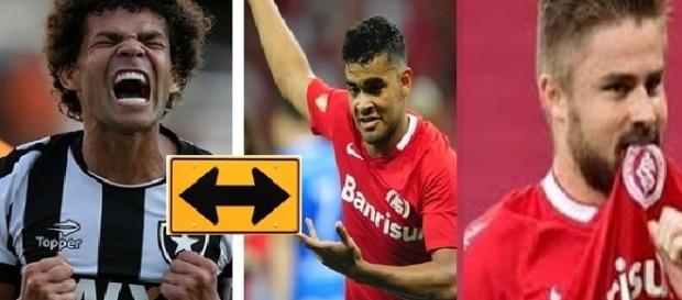 Troca entre jogadores do Botafogo e Inter (Foto: Reprodução/ Montagem) Troca entre jogadores do Botafogo e Inter (Foto: Reprodução/ Montagem)