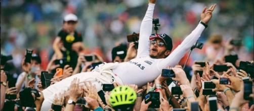 Lewis Hamilton celebrates after winning the British Grand Open - Lewis Hamilton Instagram
