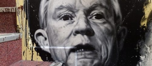 Mural painting of Attorney General Jeff Sessions. / [Image by Thierry Ehrmann via Flickr, CC BY 2.0]