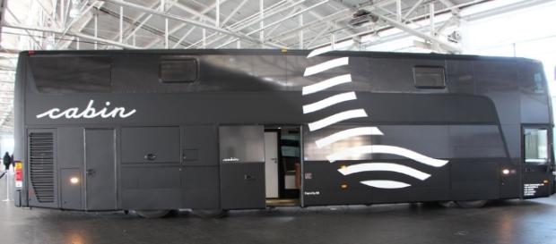 Luxury moving five star hotel bus service opens in California. Luxury moving five star hotel bus service opens in California.