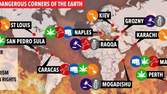 La mappa pubblicata dal The Sun sulle citt&agrave; pericolose