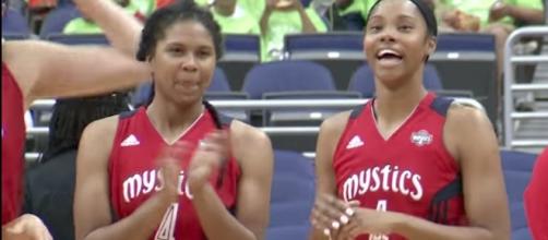 The Washington Mystics came back from down 21 points to win by four in overtime over the Atlanta Dream. [Image via WNBA/YouTube]