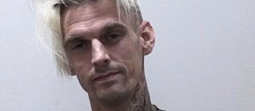 Aaron Carter as seen in his mugshot during his latest arrest - YouTube/Entertainment Tonight