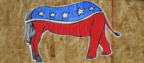 Bipartisan artwork of GOP and Dem party mascots / [Image by Daniel Lobo via Flickr, Public Domain]