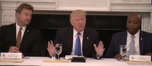 President Trump's peptalk with Senate Republicans. / [Screenshot from White House via YouTube:https://youtu.be/2F9z1u5HBOY]