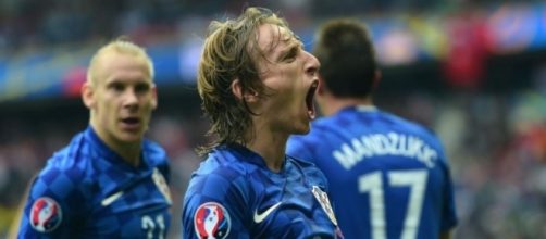 L'esultanza di Luka Modric con la maglia della Croazia.