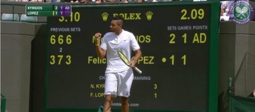 Nick Kyrgios during his third-round match against Feliciano Lopez at Wimbledon 2016. Photo - YouTube Screenshot/@Wimbledon