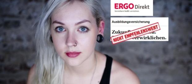Jugendliche brauchen Absicherung, aber weniger die Ausbildungsversicherung der Ergo Direkt / Fotos: Theresa Tietz, Ergo Direkt, YouTube (Montage) Jugendliche brauchen Absicherung, aber weniger die Ausbildungsversicherung der Ergo Direkt / Fotos: Theresa Tietz, Ergo Direkt, YouTube (Montage)