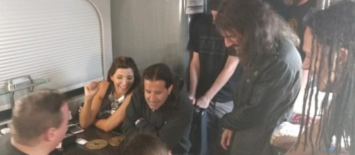 Scott Stapp and wife Jaclyn, and the rest of Art Of Anarchy have some fun with mentalist Joel Givens along the road. Joel Givens/Facebook
