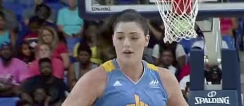 Stefanie Dolson's three-pointer late against the L.A. Sparks helped the Chicago Sky grab a two-point win. [Image via WNBA/YouTube]