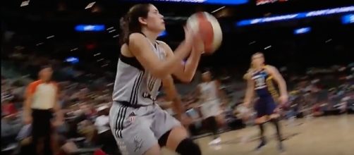 Rookie Kelsey Plum scored a career-high 16 points in today's San Antonio Stars' win. [Image via WNBA/YouTube]