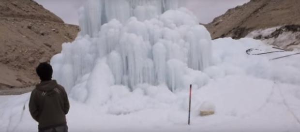 The Monk, The Engineer and The Artificial Glacier-via Sonam Wangchuk youtube channel The Monk, The Engineer and The Artificial Glacier-via Sonam Wangchuk youtube channel