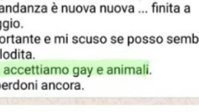 Il messaggio omofobo su WhatsApp