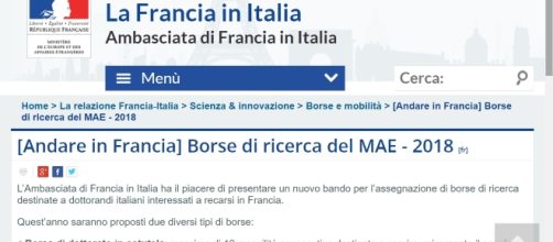 Ambasciata Francia in Italia, selezione borse di ricerca