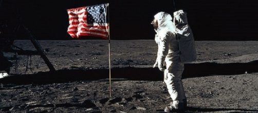 Buzz Aldrin salutes the flag on the moon. (NASA)