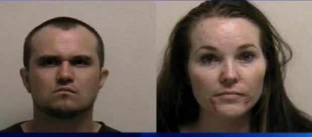 Colby Wilde and Lacey Christenson as seen in their mugshots - YouTube/Taurean Reign Colby Wilde and Lacey Christenson as seen in their mugshots - YouTube/Taurean Reign